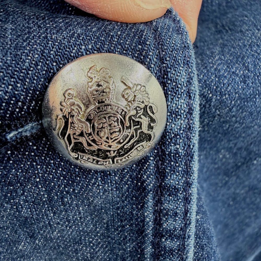 Lauren Ralph Lauren Womens Navy Blue Denim Military Crest Button Jacket 6 - Picture 6 of 8